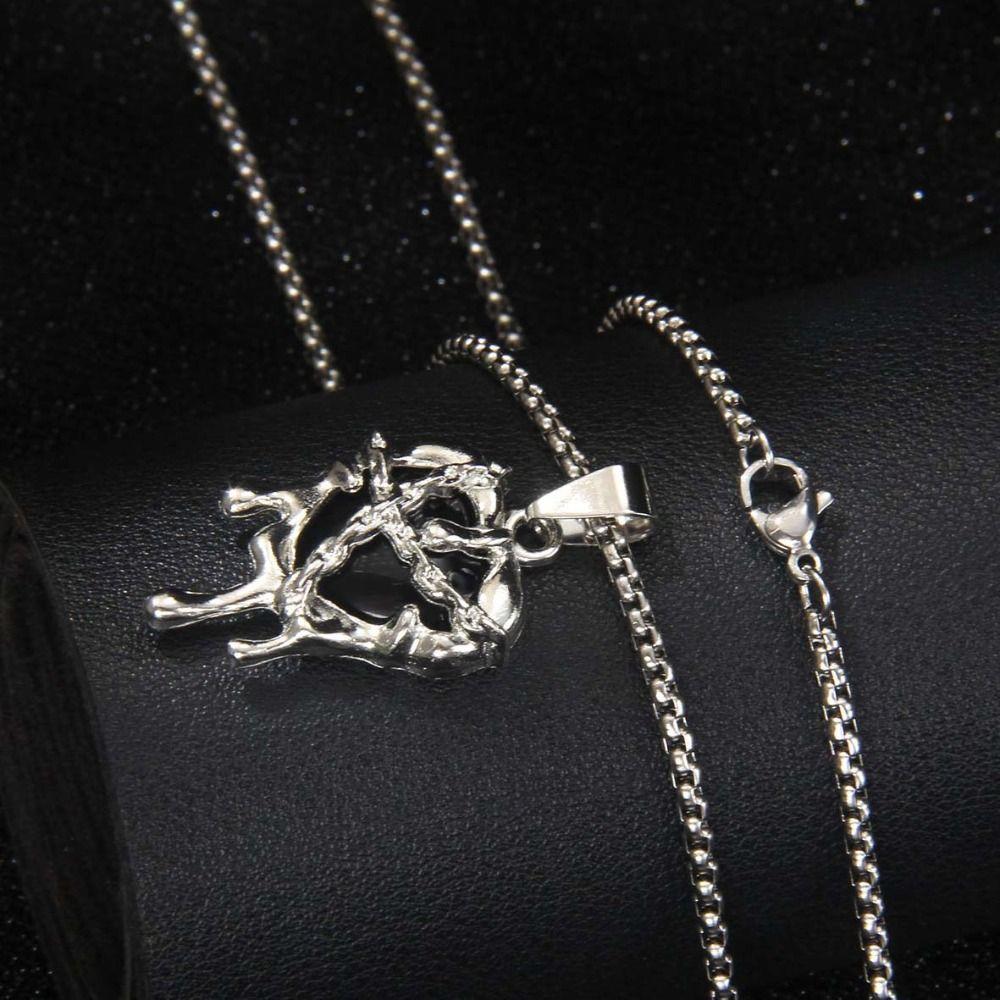 4PCS Personality Cross Necklace Set Gothic Style Crucifix Pendant Chain Church