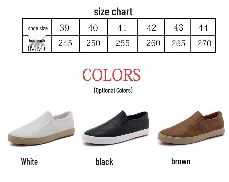 Men's White Casual Slip-On Leather Shoes – Elastic, Low-Top, Lightweight Rubber Flats for All Seasons.