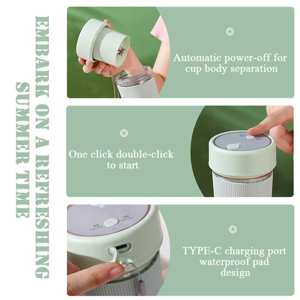 1 STÜCK Tragbarer Wiederaufladbarer Entsafter, Elektrischer Saftbecher mit Strohhalm für Outdoor-Sport, 350ML Frucht Automatischer Mixer Küchenwerkzeug