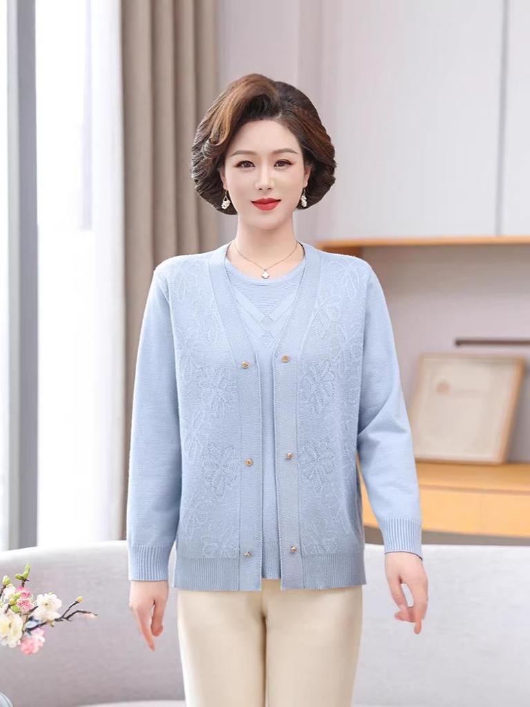 Elegant Knit 2-Piece Set for Middle-Aged Women - 2026 Spring/Autumn Collection
