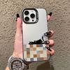 Striped Coffee Cat Laser Phone Case For iPhone 17 16 Pro Max 15 14 Pro Max Plus 13 Mini 12 11 Pro Max Shockproof Black Covers