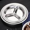 3 Compartment Stainless Steel Round Plate For Food Separation Space Saving Serving Dish Kitchen Dining Accessories