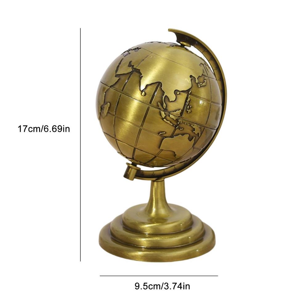 Luxury Office Decor Ornaments Vintage World Globe Metal Decorative Crafts Modern Home Living Room Study Desk Decorations