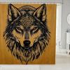 Waterproof Shower Curtain Wolf Tribal Boho Gold Bathroom Decor Curtain Celtic Mystic Woodland Print Art Bathroom Accessory
