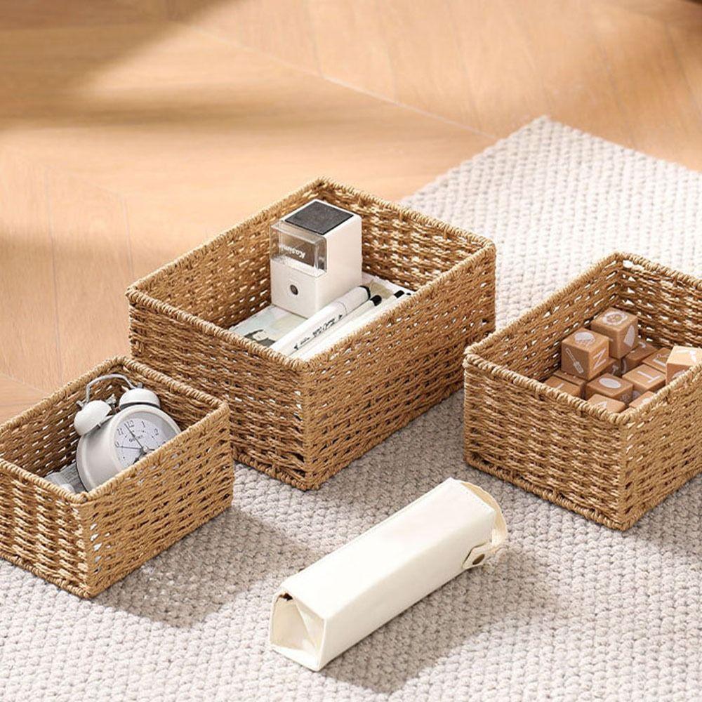 Handmade Cosmetics Storage Box Rectangular Coffee Table Storage Basket  Living Room