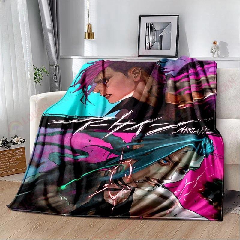 Game Jinx Arcane League of Legends Blanket Picnic Blanket Warm Comfortable Home Travel Birthday Custom blankets