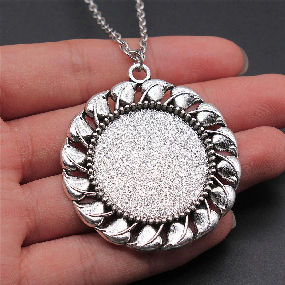 

45cm Or 70cm Long Chain Necklace Round Rectangular Base Setting Kids Jewelry Materials QN062 A28-1pcs-30mm-chain 45cm