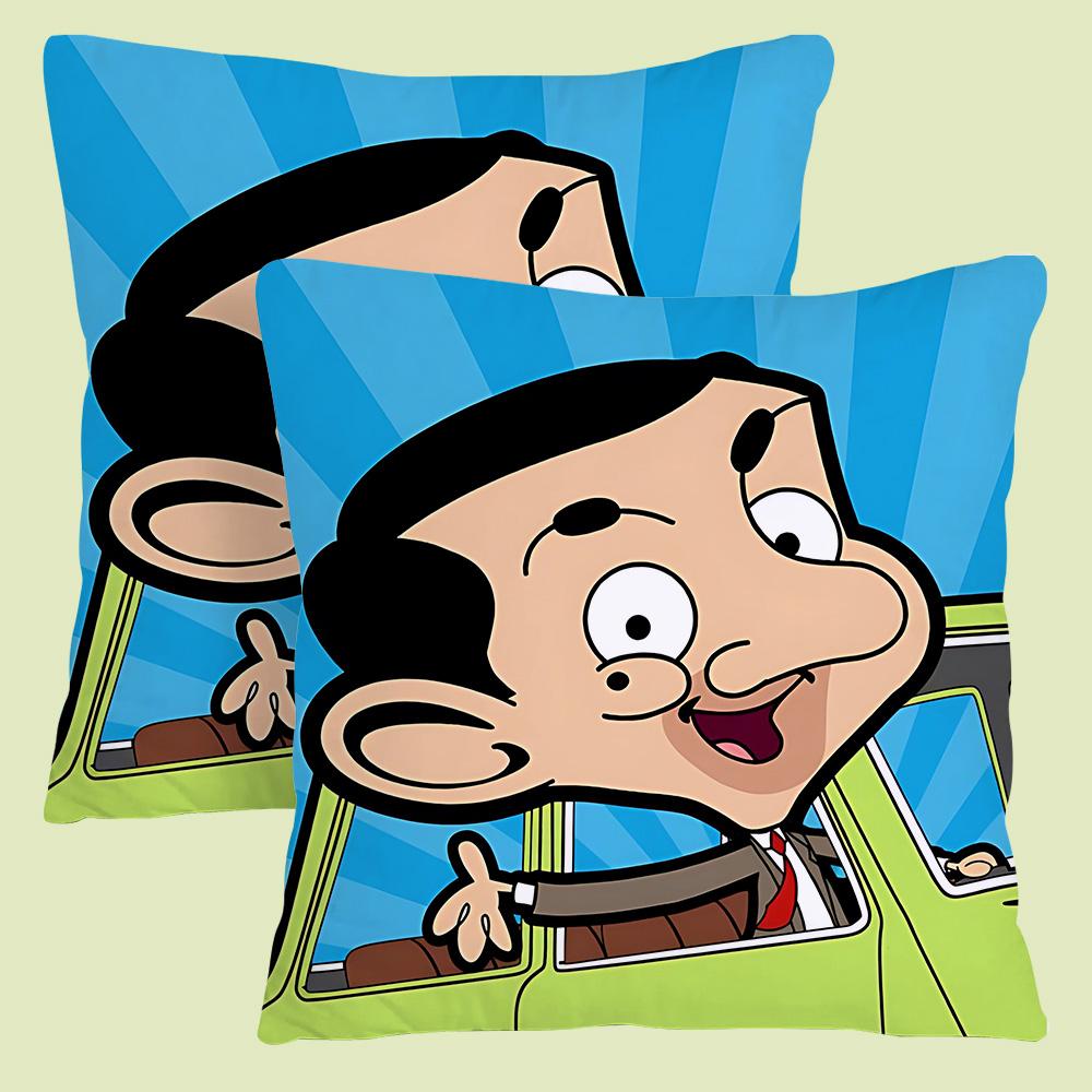 Mr. Bean Pillow Covers Cartoon Sofa Decorative Home Double-Sided Printing Short Plush Cute Cushion Cover