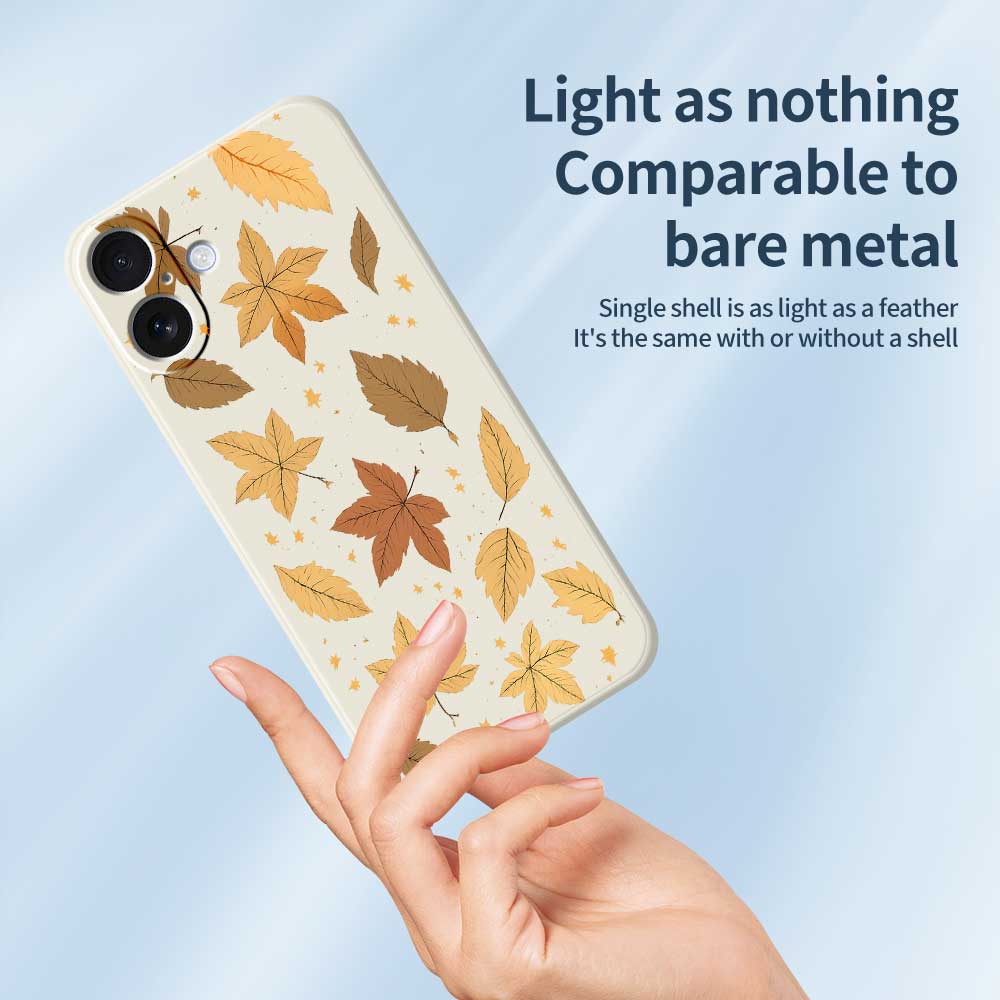 For iPhone 17 Case Maple Leaves Pattern Printing Straight Edge TPU Phone Back Cover