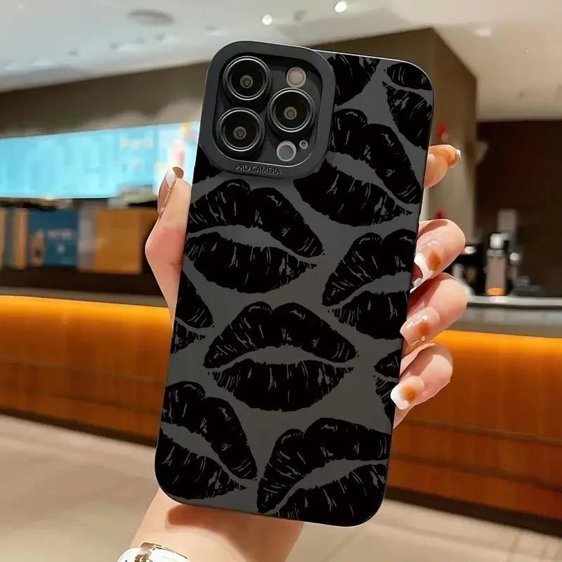 Luxury Fashion Lip Print Phone Case for iPhone 16 15 14 13 12 Pro Max 11 14 Plus 8 7 Plus SE 2020 SE2022 Casing Shockproof Bumper Fundas