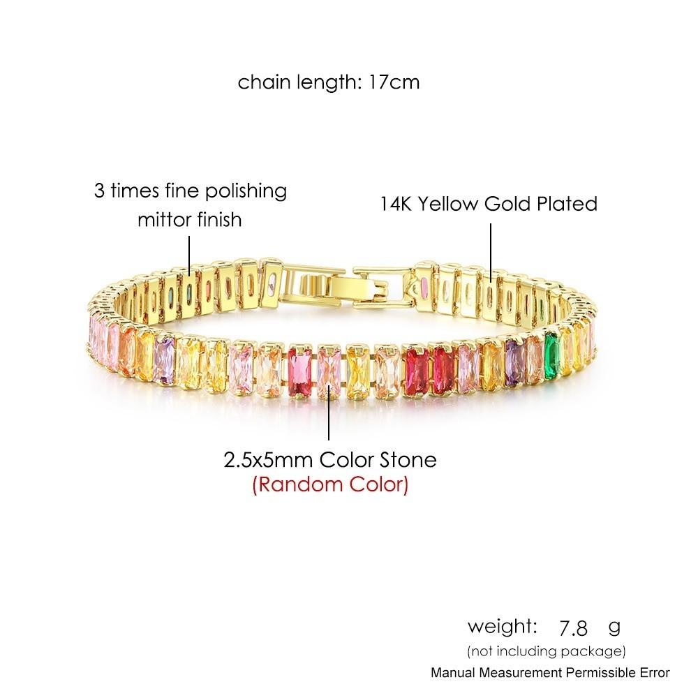 Rectangle Zirconia Zircon Chain Bracelet Rainbow Hand Chain New Crystal Bangles Jewelry