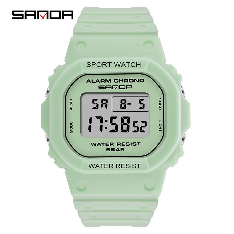 Sanda Square Multifunctional Waterproof Luminous Sports Watch for Men & Women - Fashionable Student Wristwatch