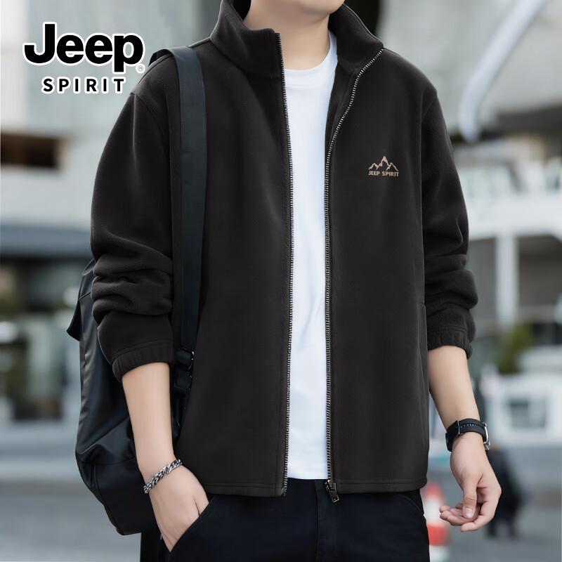 JEEP SPIRIT Men's Winter Thickened Stand-up Collar Fleece Jacket