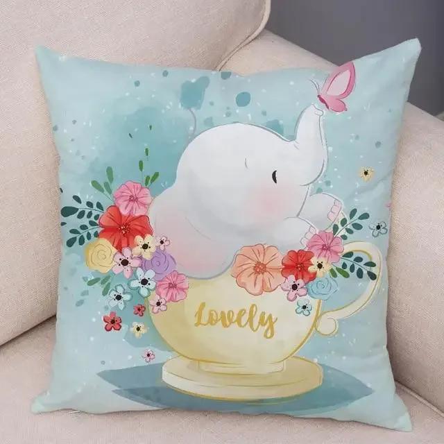 Cute Cartoon Giraffe Fox Reindeer Pillow Cover Nordic Children's Room Decoration Sofa Home Animal Cushion