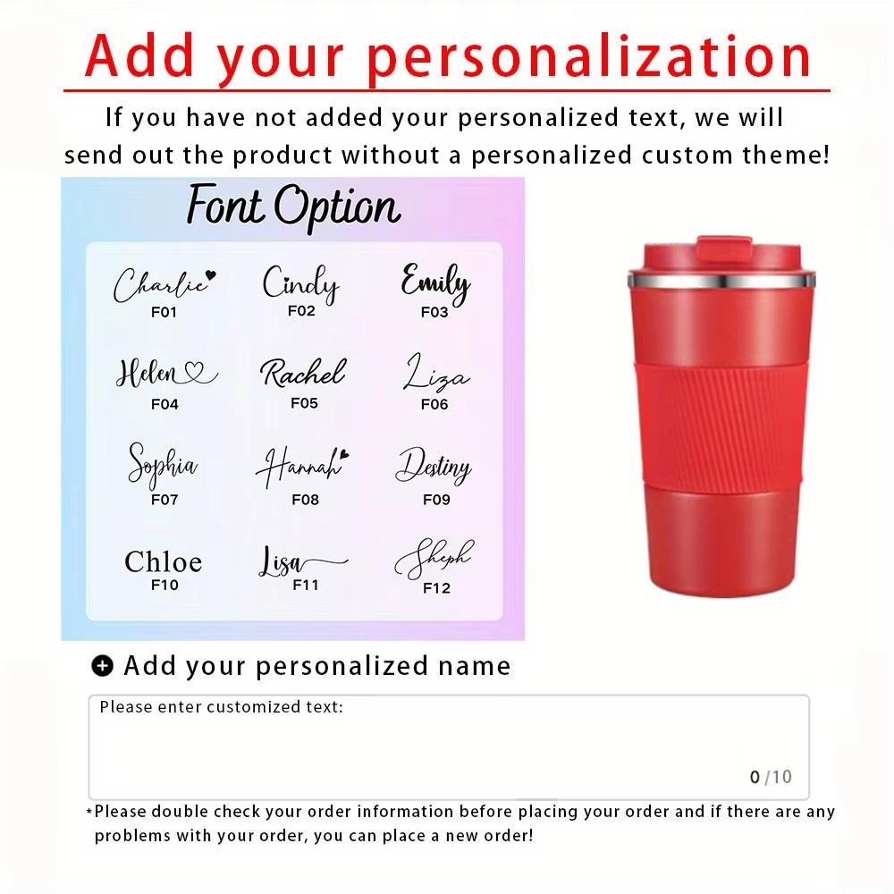 Insulated Travel Coffee Mug, Customizable Portable To Go Camping Stainless Steel Coffee Cup with Lid, for Hot & Cold Drinks