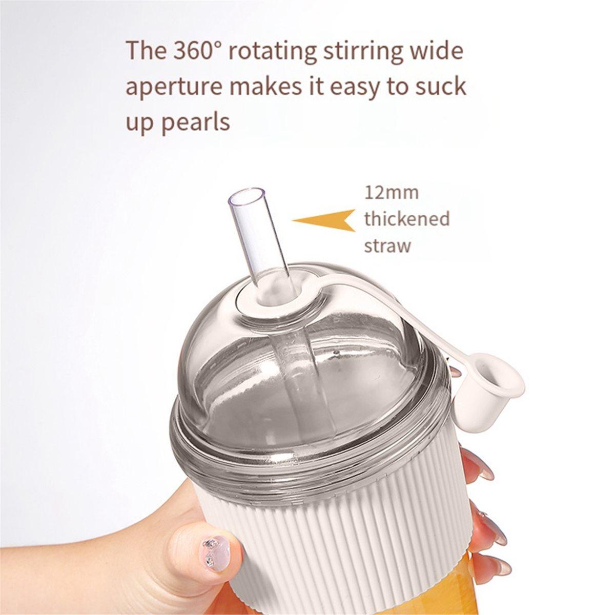 

1Pcs430ML Transparent Coffee Mug with Lid and Straw Pearl Milk Tea Juice Plastic Cup for Home Bar Drinkware China Mainland