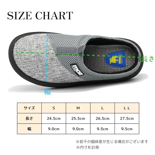 Mozu Men's Lightweight Slide Sandals with Cotton Blend Insoles and Clogs, Perfect for Indoor and Outdoor Wear, Gray Plain Weave and Mesh Combination (