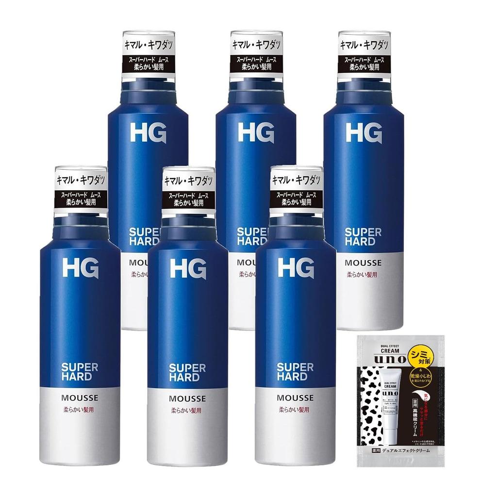 HG Super Hard Mousse Soft Hair Set 180g X 6 Bonus Strong Ultra Slightly Scented Styling [Bulk Purchase] + Long-lasting Men's