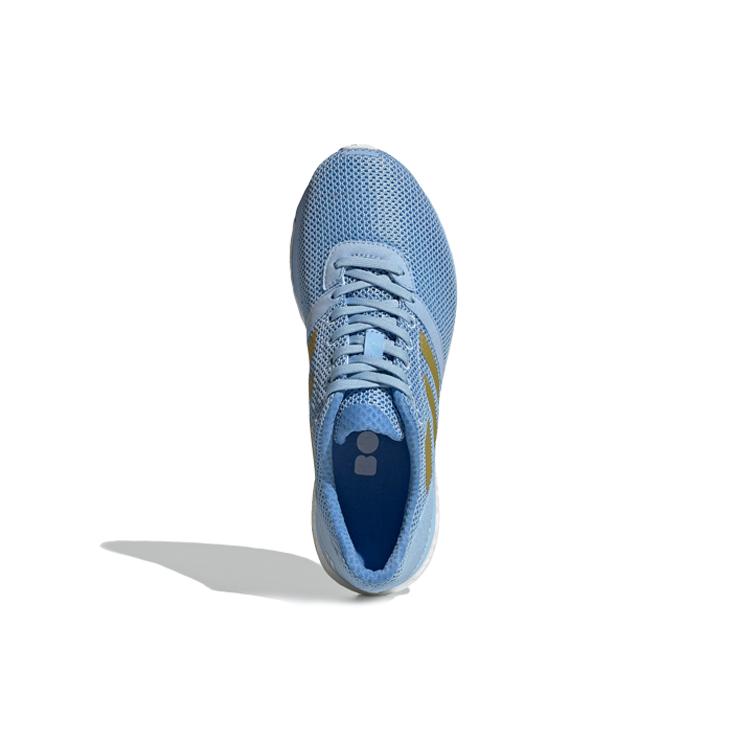 adidas Adizero Adios 4 Abrasion Resistant Cushioning Slip Resistant Low Top Running Shoes Women's Blue White Gold EF1458