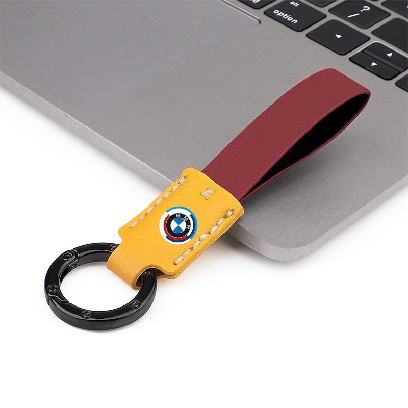 M logo Car Nappa Leather Key Chains Long-style Auto Keyrings For BMW X1 X2 X3 X5 X4 X6 X7 iX3 F20 F10 F07 E70 E46 E90 E92 E60 E3 fxdf89