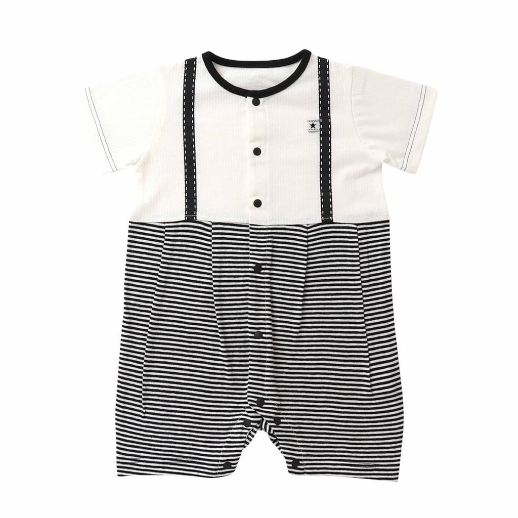 de Jersey Border Shortalls for Newborns and Baby [Cream Coco] Spring/Summer Suspender-Style Babies, Cool, Stylish, Cute, Stylish, Coveralls, Simple,