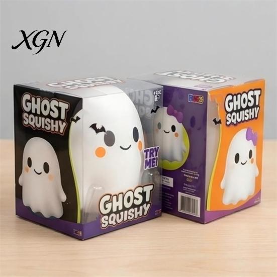 Desk Decompression Toy 1/2Pcs Halloween Cartoon Ghost Squeeze Toy, Bow Stress Relief Fidget White Sensory for Kids Adults Party Favors Slow