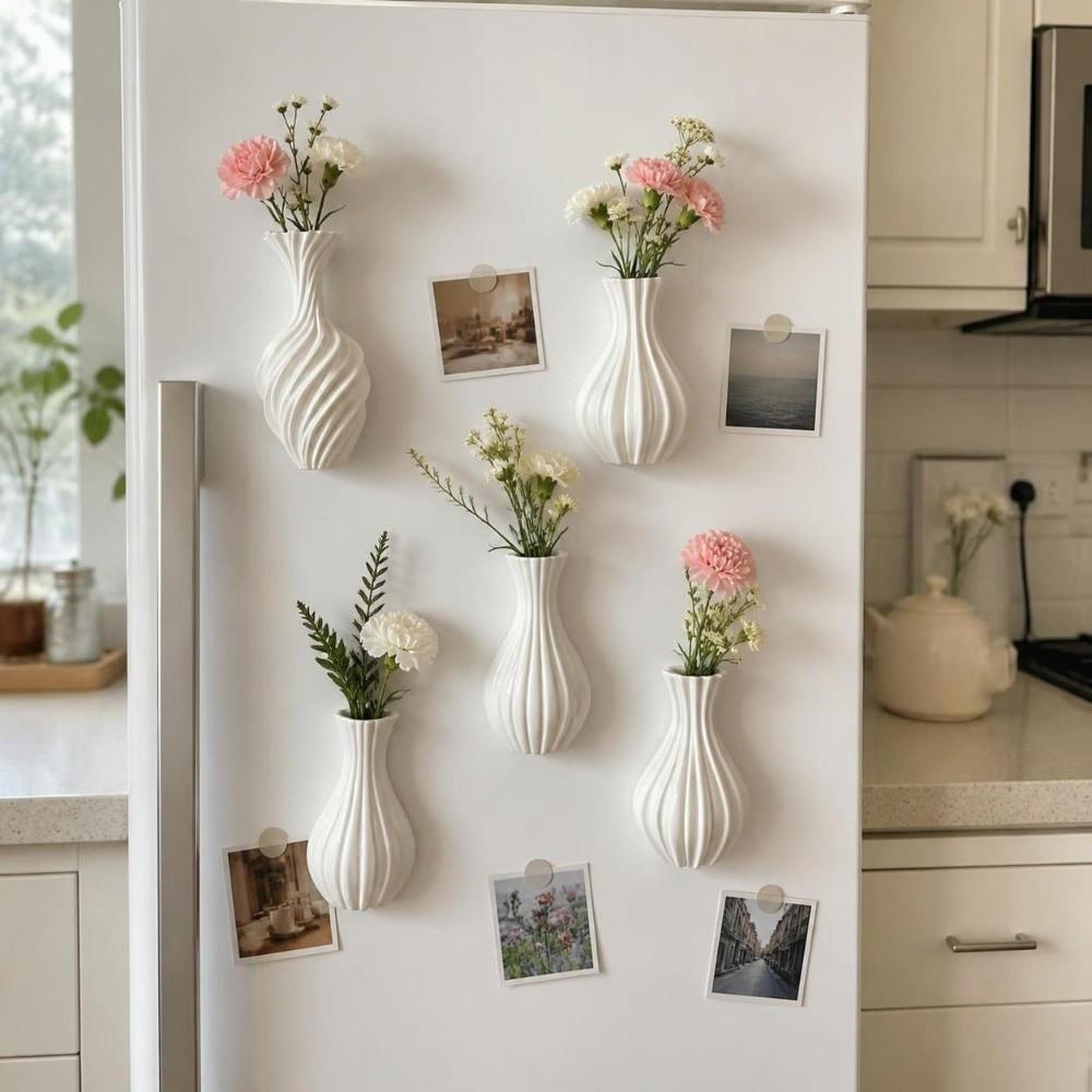 Home Decor 1D Printing Mini Vase Magnets Modern Drop-Resistant Magnetic Bud Vases DIY Funny Vase Fridge Stickers Living Room