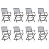 Folding Outdoor Chairs Set of 8 and Cushions Acacia Wood