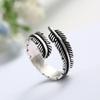 Retro Feather Ring For Men Women Zinc Alloy Color Punk Gothic Open Ring Handmade Designer Zircon Unisex Accessories Gift For Couple
