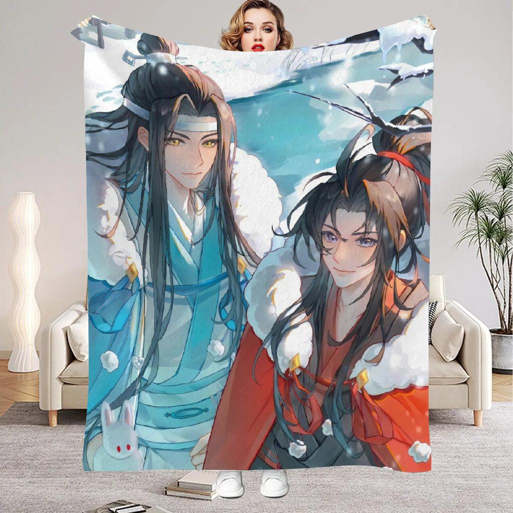 Modaozushi W&L Printed Flannel Blanket for Home Living Room Bedroom Decor New Year Christmas Gift for Kids