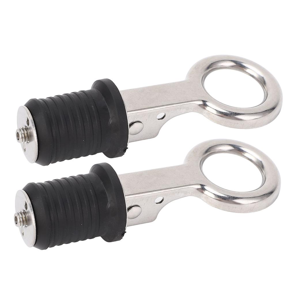 2PCS Boat Plug Snap Handle Stainless Steel Boat Drain   Plug Marine Rubber Plug Accessories for Ships Yachts