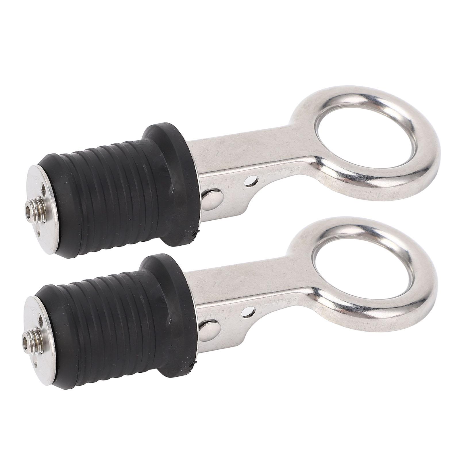 

2PCS Boat Plug Snap Handle Stainless Steel Boat Drain Plug Marine Rubber Plug Accessories for Ships Yachts