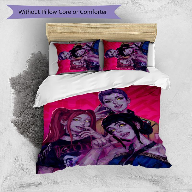 Set Biancheria da Letto KPOP Hunter 3 Pezzi Copripiumino Chiusura Include 1 Copripiumino & 2 Federe per Tutte le Stagioni Camera da Letto Casa Arredamento Stanza del Dormitorio