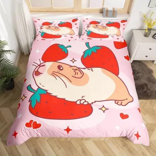 

Comforter Cartoon Strawberry Bed Decoration First Choice Gift Suitable For Children Kids And Adults Comfortable Breathable Comforter (quilt)-EU Single(135*200cm)3pcs