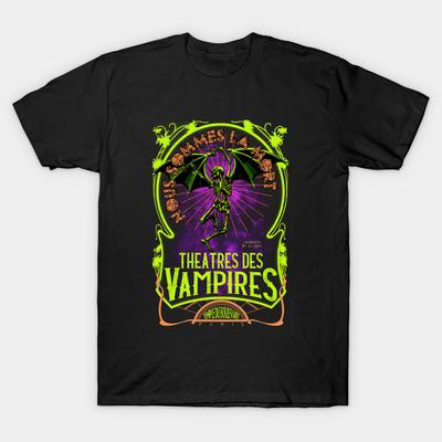 Asian Size Men Black Print T-shirt Theater Of The Vampires No-Cut Heat Transfer Print Cotton Tshirt