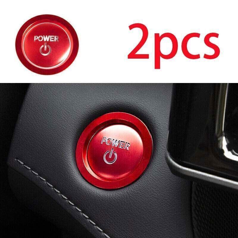 For Toyota Highlander - 2Pcs Red Aluminum One-Click Startup Cover Trim