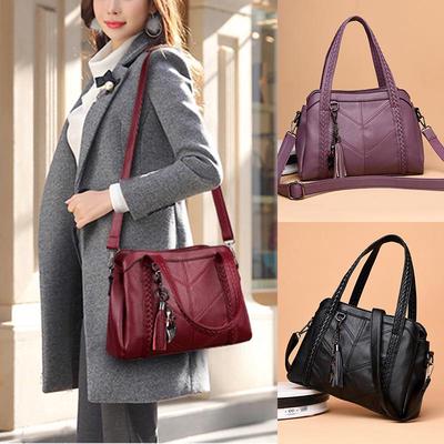Módní taška přes rameno pro ženy messenger Bag Ladies Retro PU kožená kabelka Peněženka se střapci
