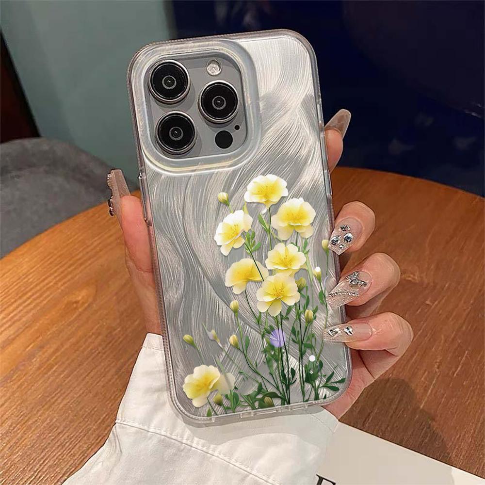 Flower Phone Case For iPhone 16 11 13 15 Pro Max 14 Plus 12 14promax 13promax 16E X XR 7 8 Silicone Shine Covers