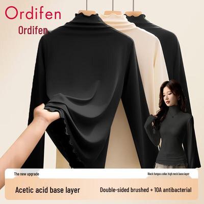 Oudifen Women's 10A Antibacterial Mock Neck Slim Fit Base Layer Top