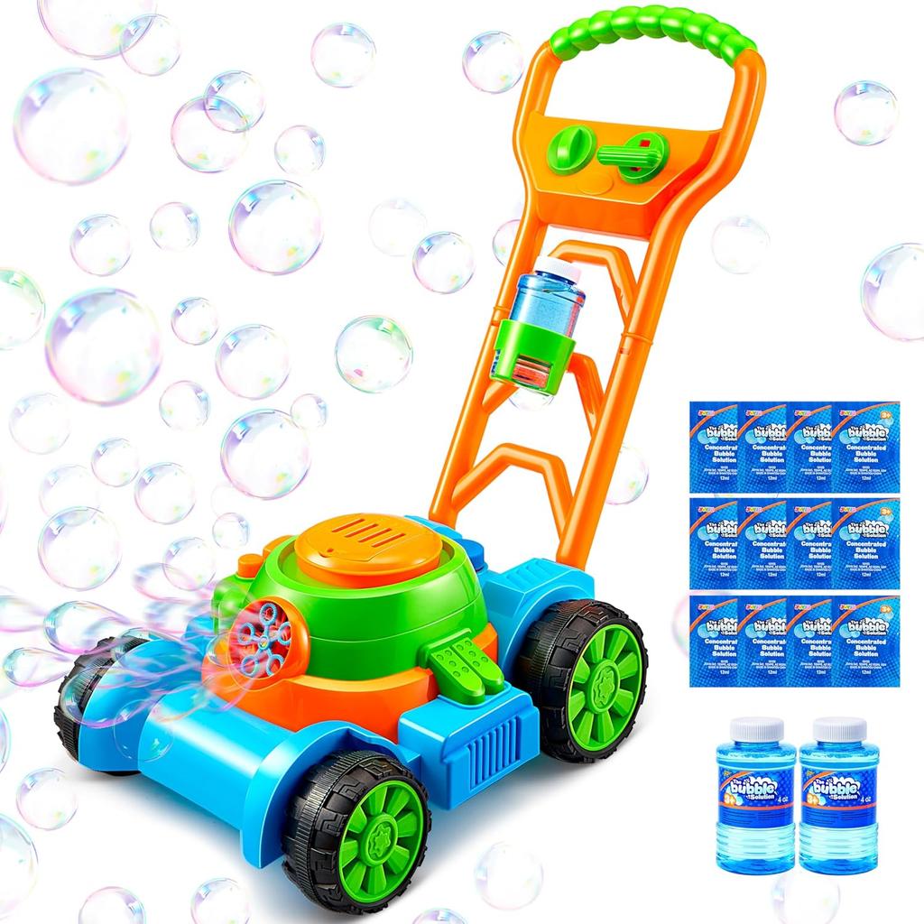 Tosaerba a Bolle Macchina per Bolle Giocattoli da Esterno per Stagioni Calde Soffiatore di Bolle Rosa progettato per Bambini 3-6 Regali per Data di Nascita