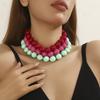 Vintage Bunter Runder Perlenhalskette, Große Größe, Acrylperle, Böhmischer Stil Handgeknüpft Damen Halskette, Schmuck Geschenk