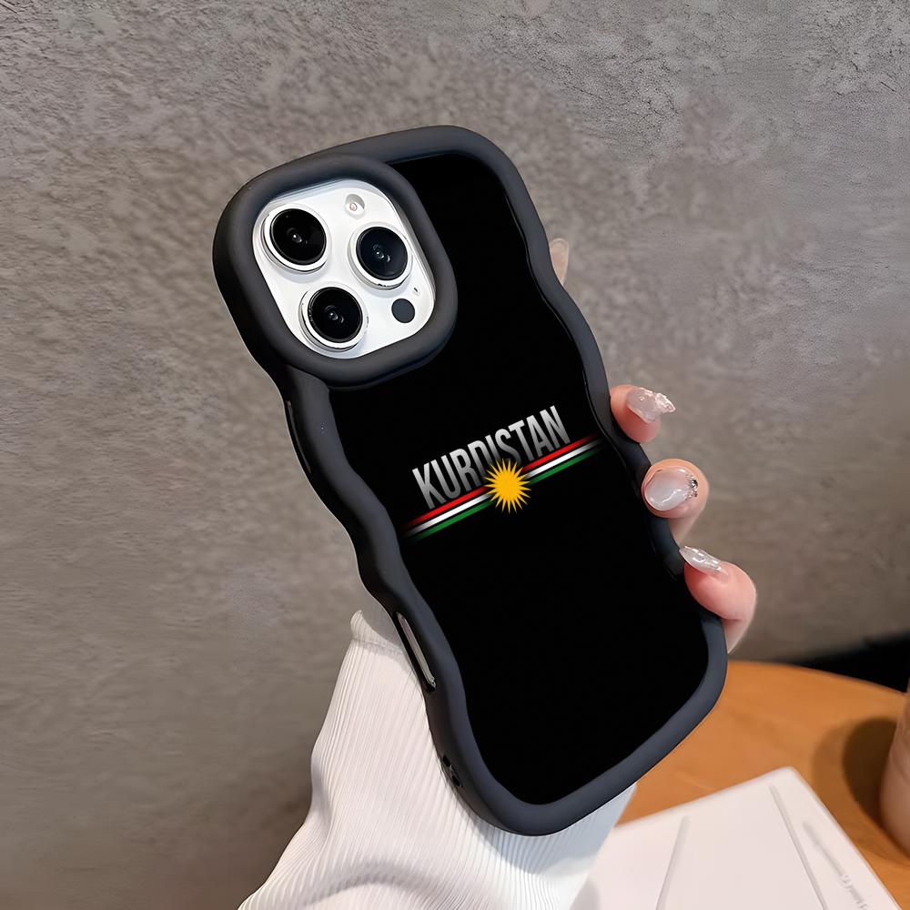 Kurdistan Flag Wavy Edge TPU Mobile Phone Case for iPhone 17 16 15 14 13 12 11 Air Pro Max Plus Colorful Cover