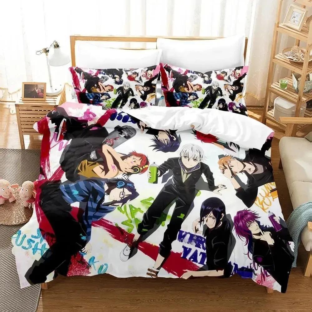 K Project Mikoto Suoh No Blood! No Bone! No Ash! Bedding Set Cartoon Anime Three-piece Set Adult Kid Bedroom Duvet Cover Sets