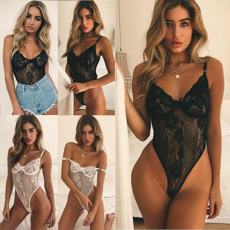 Alluring Women Sexy Teddy Lingerie Babydoll With V-neck Adjustable Straps And Lace Design