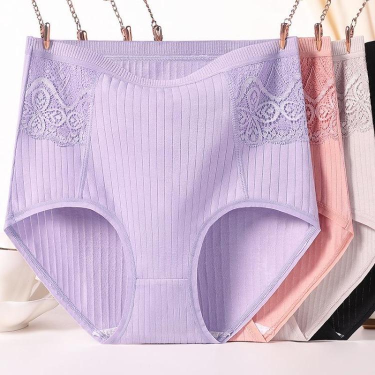 High Waist Women Panties Soft Breathable Underwear Plus Size Briefs Solid Color Lady Underpants