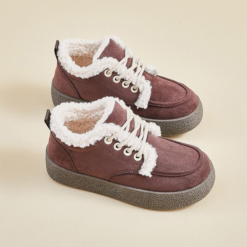 

Зимние теплые женские сноубутсы из искусственной замши с пушистой подкладкой, повседневные нескользящие удобные ботильоны на массивной платформе с подкладкой из искусственного меха 40