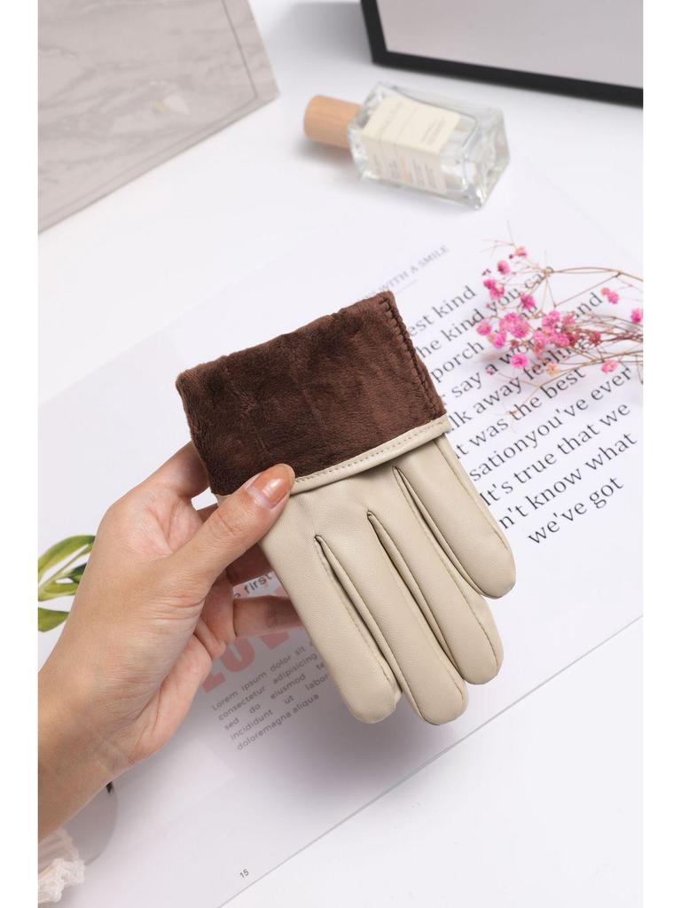 Women's PU Leather Touchscreen Gloves: Cold-Proof, Windproof, Fleece-Lined, Ideal for Autumn/Winter Driving.