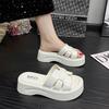 Platform slippers women's summer wear high-end new silver sandals with skirts are beautiful and cool slippers