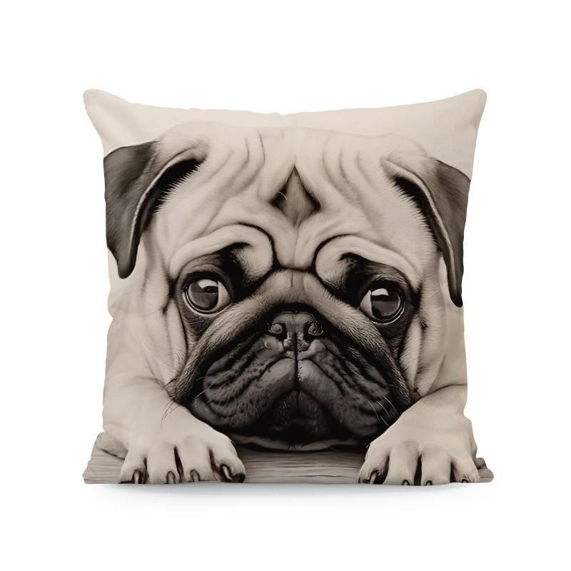 Cute Animals Print Pillowcase: 2D Flat Printing, Non-real Embroidery, Night Sofa  Night Sofa Cushion