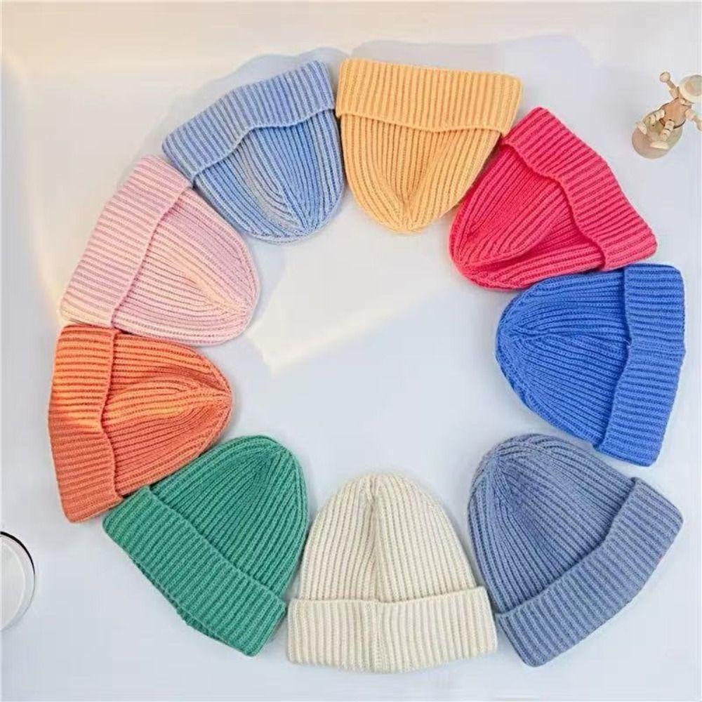 Candy Color Beanie Cap Solid Color Skullies Beanies Fashion Kids Beanie Hat Autumn Winter